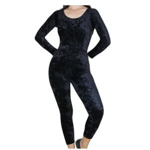 Vintage 1990s Ann Taylor Black Velvet Long Sleeve Jumpsuit size  X Small
